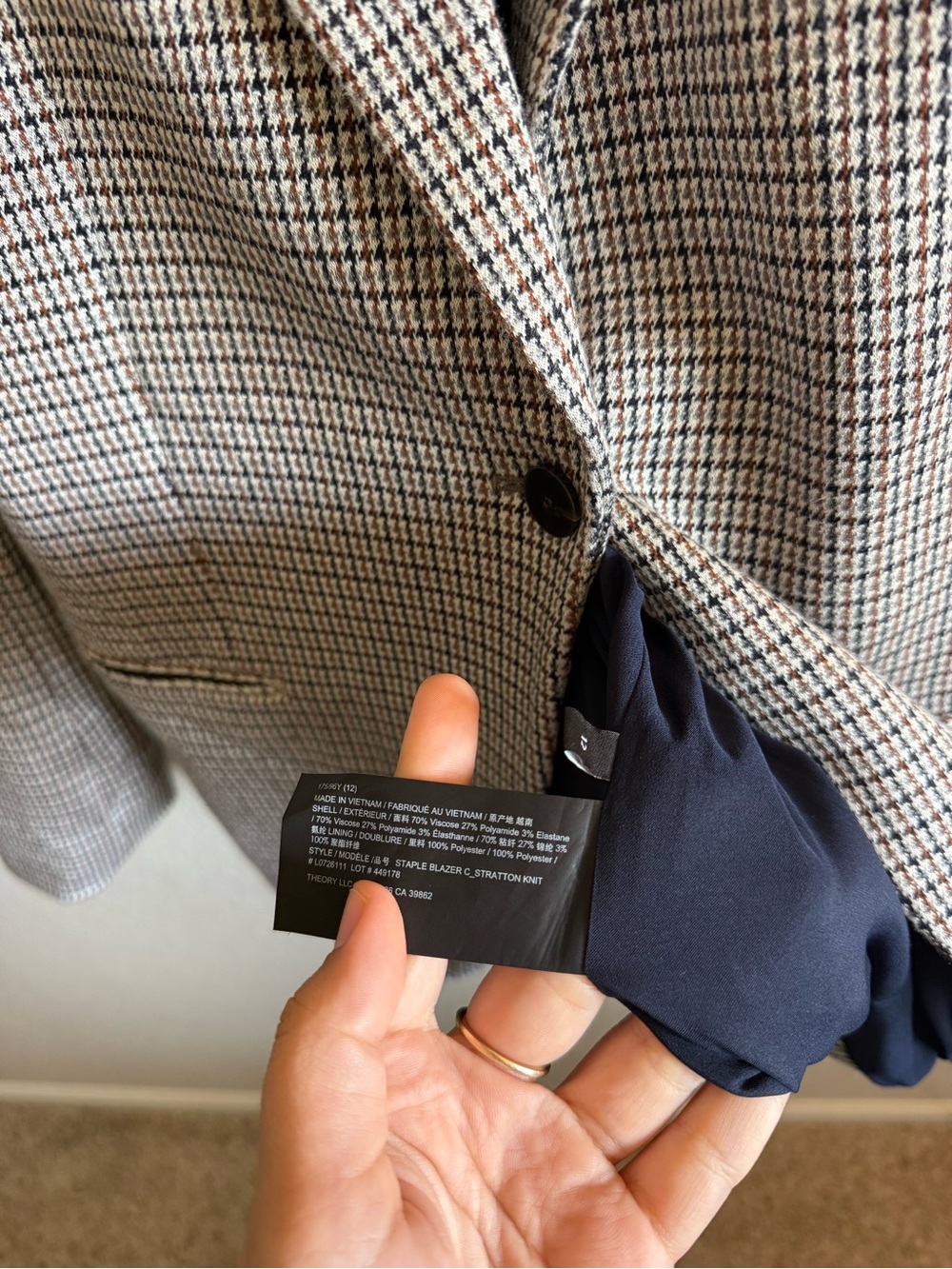 Theory Staple Blazer Houndstooth Eco Knit Academia Preppy Business Lightweight - Picture 7 of 10